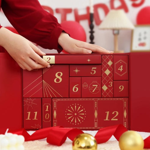 Advent calendar with 12 perfume bottles