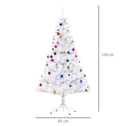 Sapin Arbre de Noël Artificiel Blanc 150 cm 680 Branches with Nombreux Accessories variés