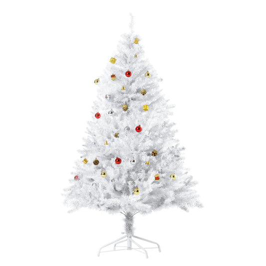 Sapin Arbre de Noël Artificiel Blanc 150 cm 680 Branches with Nombreux Accessories variés