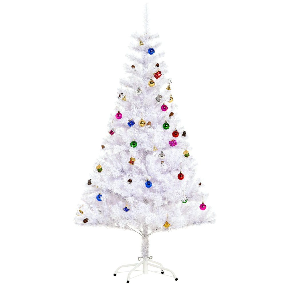 Sapin Arbre de Noël Artificiel Blanc 150 cm 680 Branches with Nombreux Accessories variés