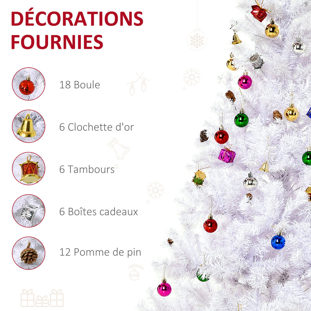 Sapin Arbre de Noël Artificiel Blanc 150 cm 680 Branches with Nombreux Accessories variés