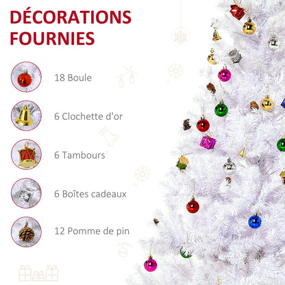 Sapin Arbre de Noël Artificiel Blanc 150 cm 680 Branches with Nombreux Accessories variés