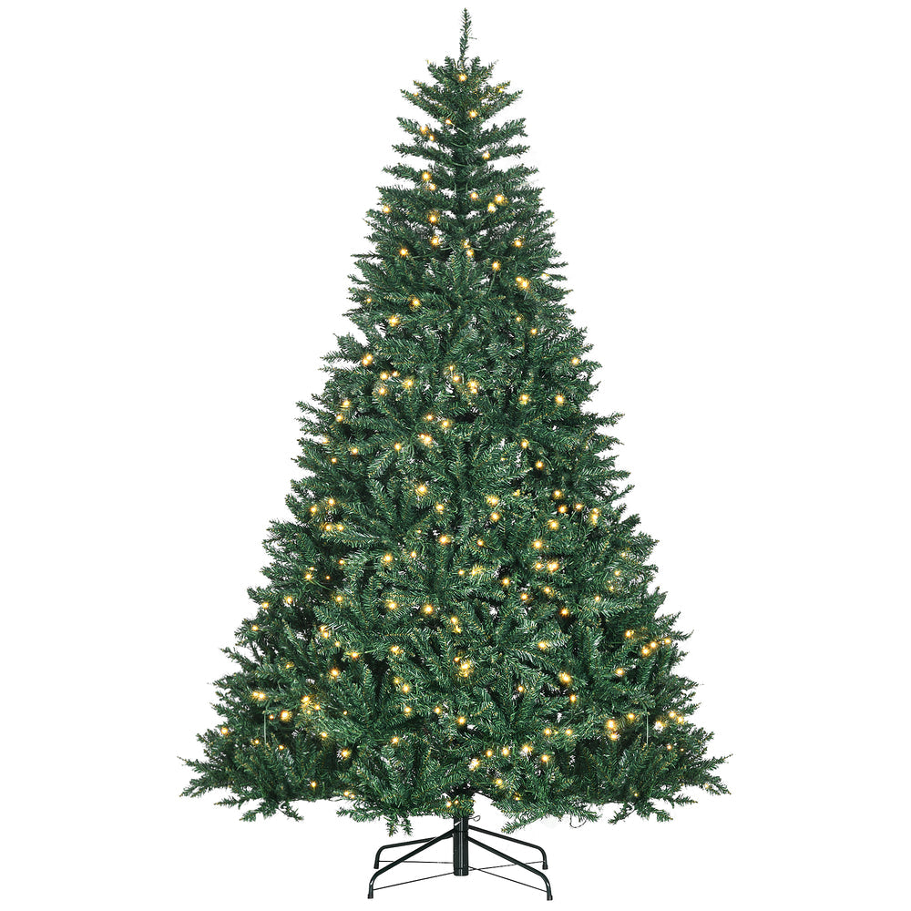 Sapin de Noël Artificiel Lumineux 210H cm LED x 700 Blanc Chaud + Support Pied 2154 Branches Vert