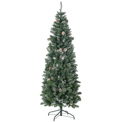 Sapin de Noël artificiel 180 cm with 618 branches enneigées, support en acier, arbre de Noël artificiel with socle pliable en acier, vert
