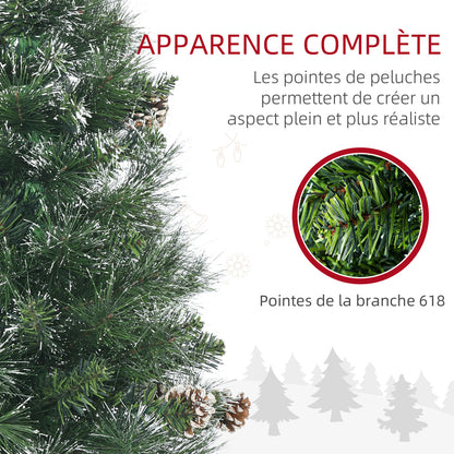 Sapin de Noël artificiel 180 cm with 618 branches enneigées, support en acier, arbre de Noël artificiel with socle pliable en acier, vert