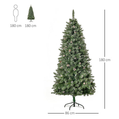 Sapin de Noël Artificiel Aspect enneigé 180H cm 50 Chips de pin 718 Branches épines Imitation Nordmann Grand réalisme