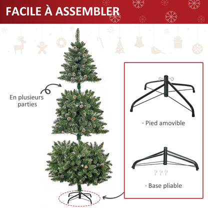 Sapin de Noël Artificiel Aspect enneigé 180H cm 50 Chips de pin 718 Branches épines Imitation Nordmann Grand réalisme