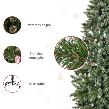 Sapin de Noël Artificiel Aspect enneigé 180H cm 50 Chips de pin 718 Branches épines Imitation Nordmann Grand réalisme