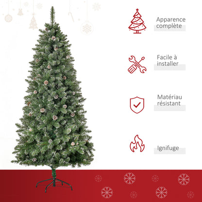 Sapin de Noël Artificiel Aspect enneigé 180H cm 50 Chips de pin 718 Branches épines Imitation Nordmann Grand réalisme